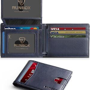 RUNBOX Leather Wallet - Classic Blue - Navy Blue -  New/Without Box